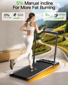 Akluer 2-in-1 Walking Pad Treadmill with Incline, 2.5 HP Under Desk Treadmill with Remote, Folding Compact Treadmill for Home Office with LED Display