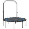 45" Rebounder Trampoline for Adults, Foldable Mini Trampoline with Adjustable Handle Bar for Indoor Outdoor, Blue