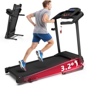Compact Folding Treadmill for Home - 2.5HP Quiet Brushless Motor, 3-Level Incline, 7.5 MPH, Shock Absorption, Space-Saving Design for Running