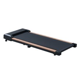 2.25HP Under Desk Treadmill, Portable Wood Walking Pad for Home & Office, Compact Running & Walking Machine with Remote Control, LED Display, Black