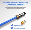 Blue Olympic Barbell Bar, 4Ft Solid Chrome Weight Bar with Bearings, 400Lbs Capacity Weightlifting Bar for Home Gym Workout Strength Training Squat