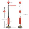 4.6'-6.7' Speed Bag Boxing Bag Stand, Reflex Bag Boxing Training Equipment, Speed Punching Bag, Red