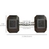 Rubber Dumbbells Weight Set, Total 60lbs 30lbs Each Dumbbell Hand Weight for Body Fitness Training for Home Office Gym, Black