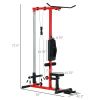 Lat Pull Down Machine, High / Low Pulley Machine with Adjustable Seat and Flip-Up Footplate, Red
