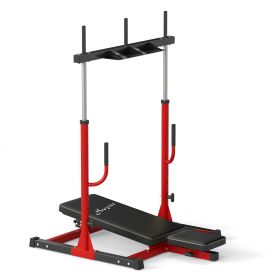 Vertical Leg Press Machine with Adjustable Leg, Back and Head Positions, Olympic Plate Compatible, Red (Color: Red)