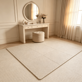 24Tiles 1/2" Puzzle Exercise Floor Mats Interlocking Home Gym Mat Fitness Equipment for Home Gym (Color: Beige)