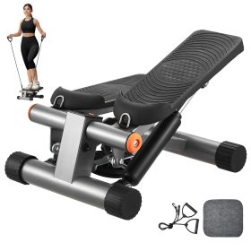 Stair Stepper, Mini Stepper for Exercise at Home, Hydraulic Fitness Stepper with Resistance Bands, Full Body Workout Cardio Equipment (Motion Mode: Up and Down Motion, Stride Adjustable or Not: Yes)