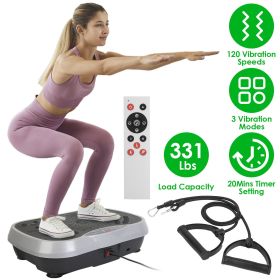 Vibration Exercise Machine With Resistant Bands Remote Control Whole Body Vibration Platform Workout Equipment Home Fitness Training Equipment For Wei (Color: as picture)